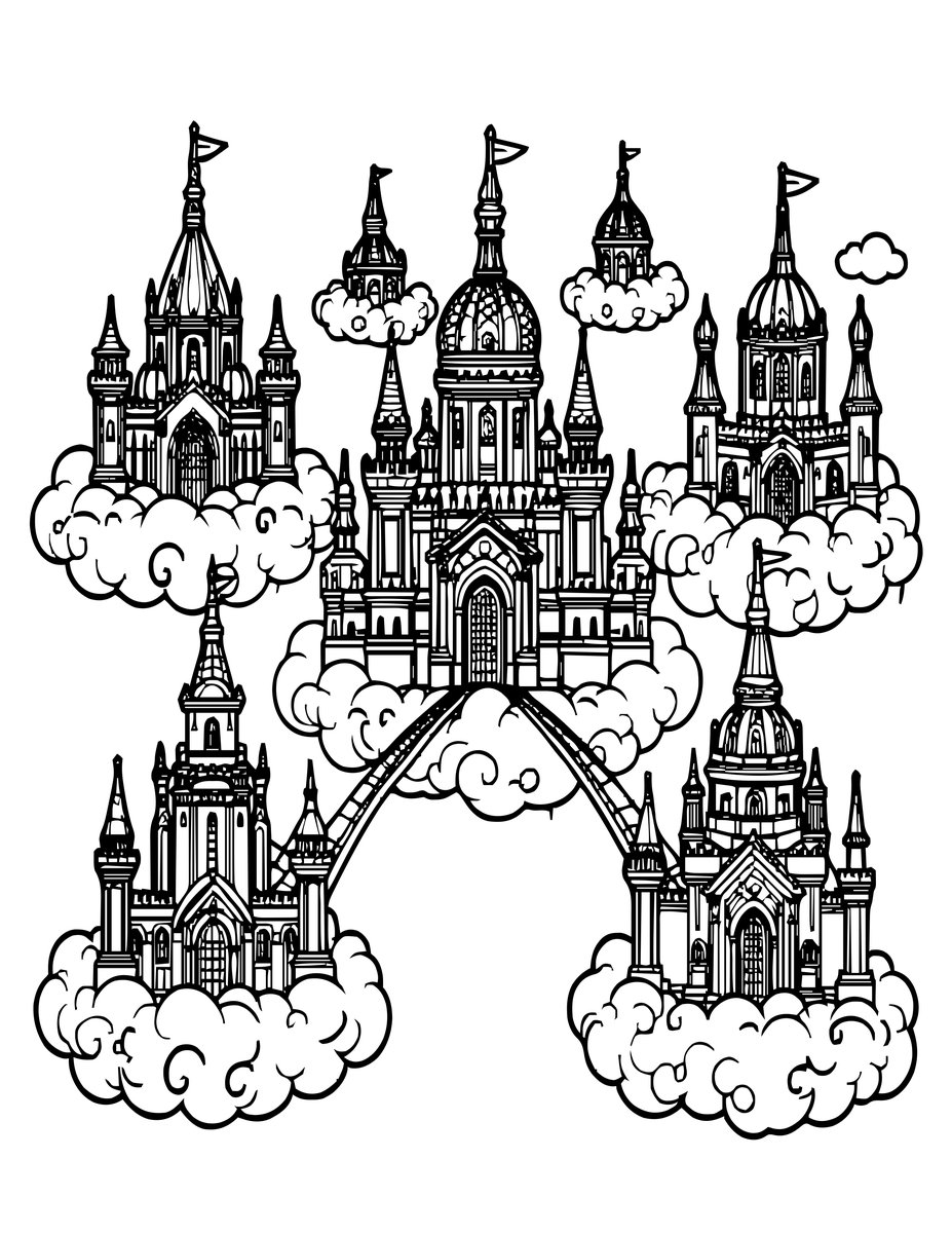 Cloud Castle Map - free printable coloring page