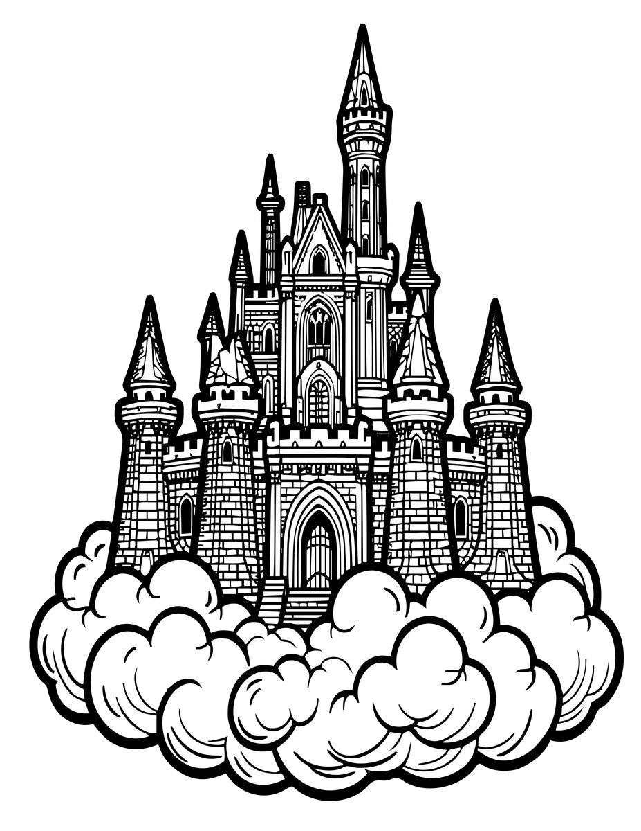 Cloud Castle Ruins - free printable coloring page