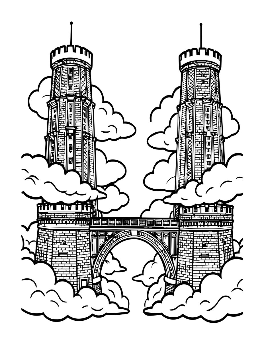Cloud Bridge - free printable coloring page