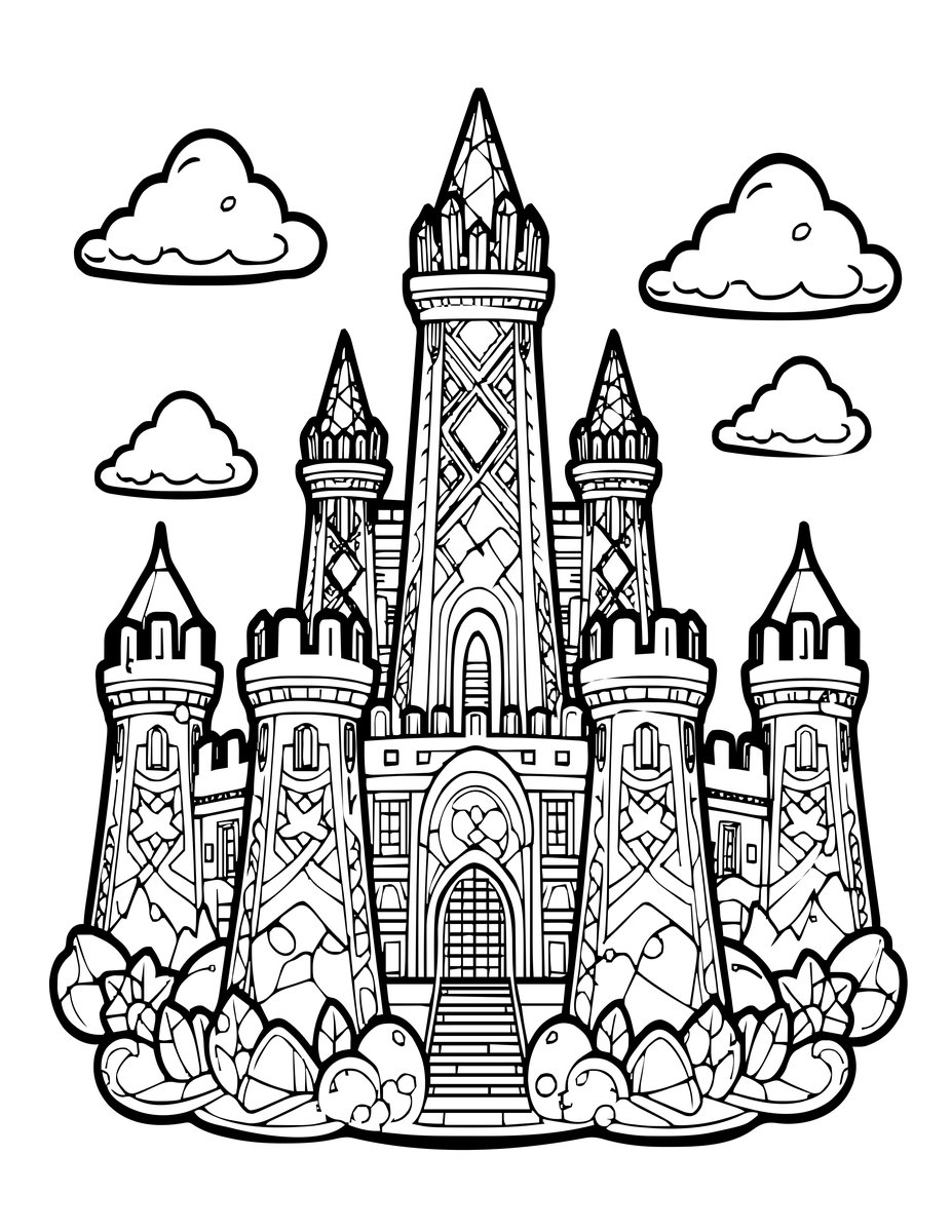 Ice Cloud Fortress - free printable coloring page