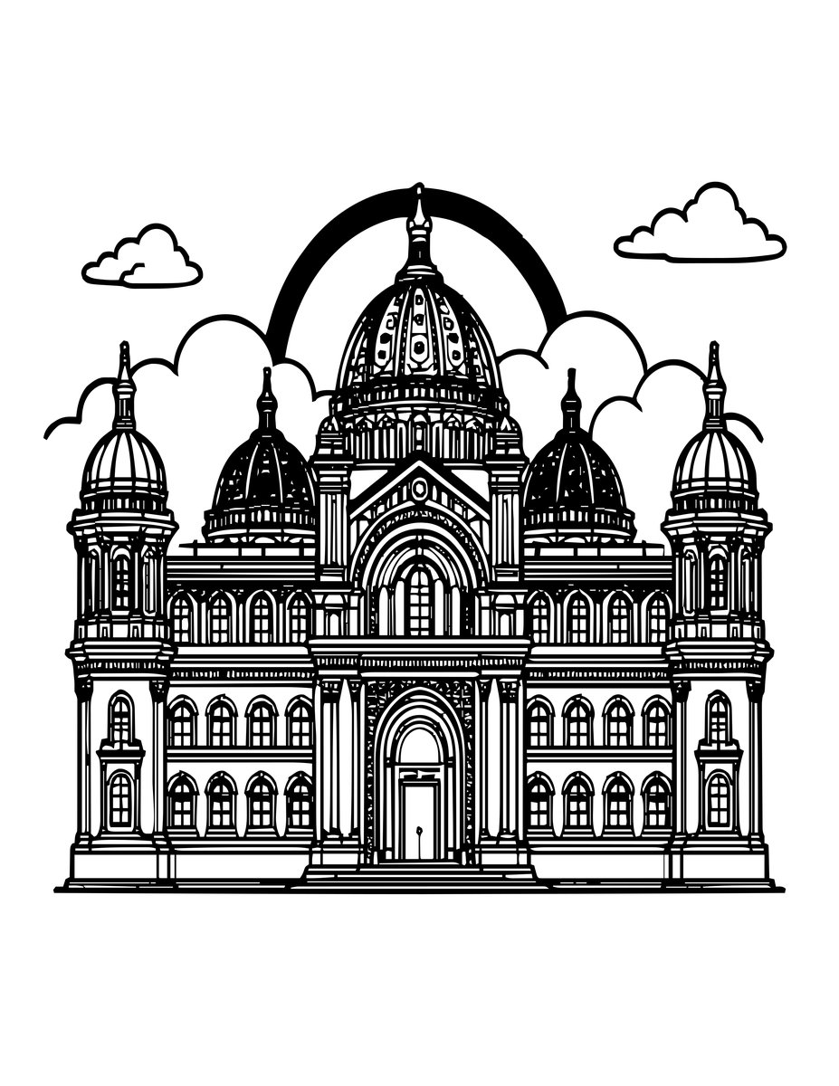 Sunrise Cloud Palace - free printable coloring page