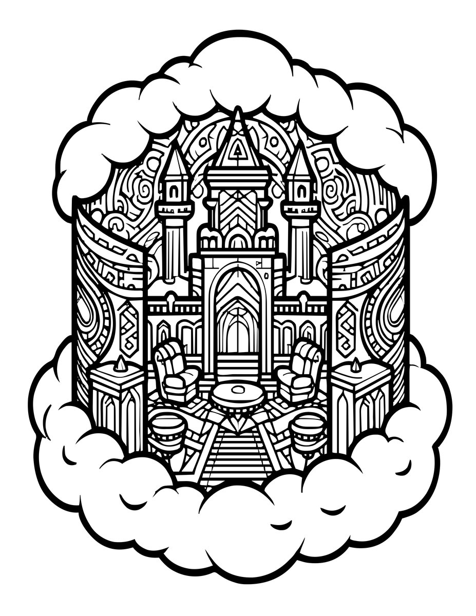 Cloud Castle Interior - free printable coloring page