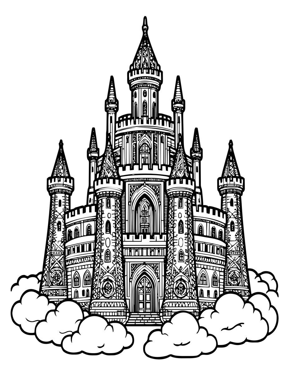 Giant's Cloud Home - free printable coloring page