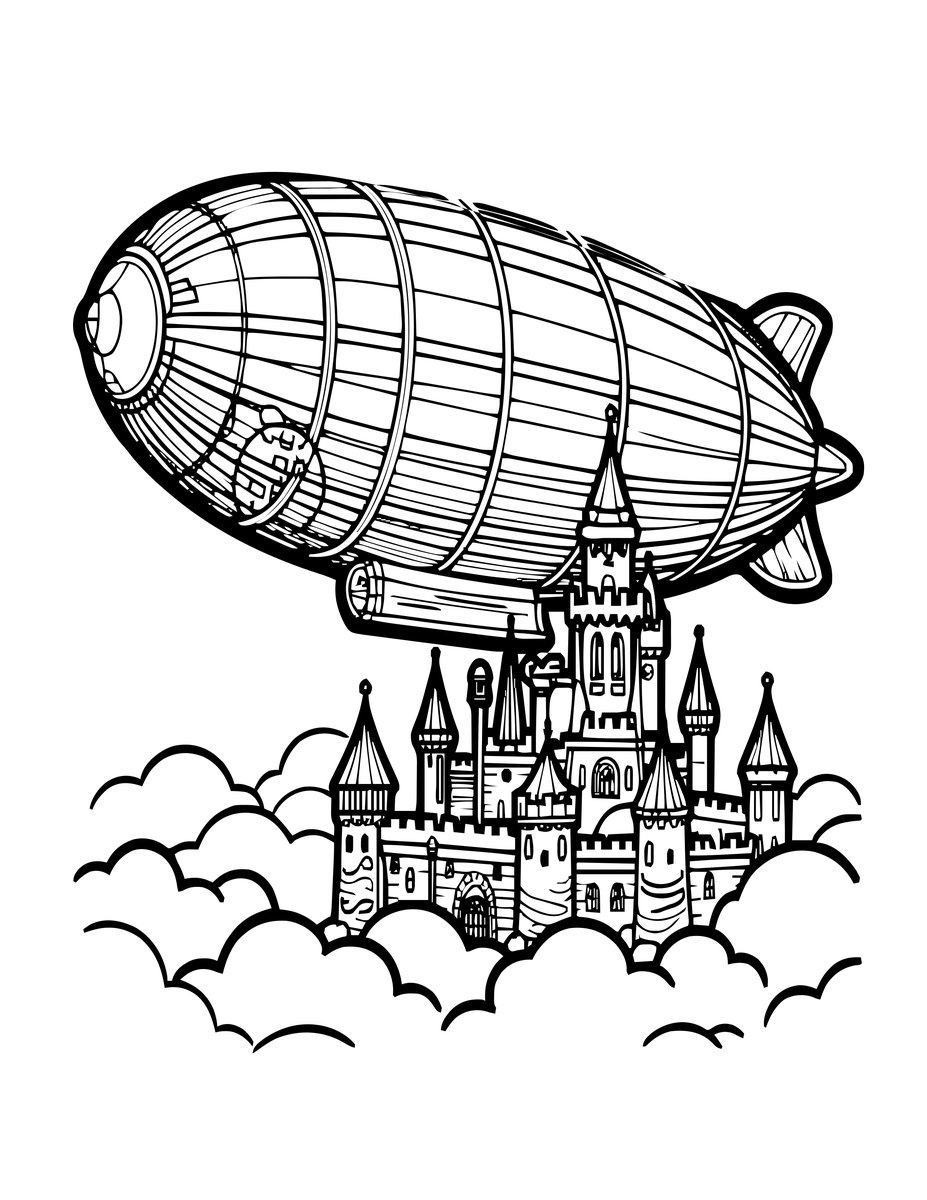 Cloud Castle Approach - free printable coloring page