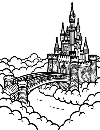 Cloud Drawbridge - Free printable coloring page