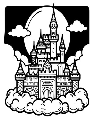 Night Cloud Castle - Free printable coloring page