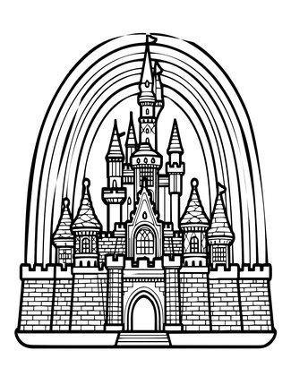 Rainbow Castle - Free printable coloring page