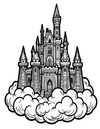 Cloud Castle Ruins - Free printable coloring page
