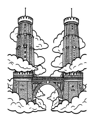 Cloud Bridge - Free printable coloring page
