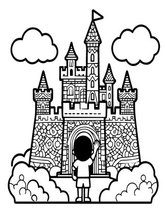 Child's Cloud Castle - Free printable coloring page