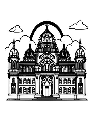 Sunrise Cloud Palace - Free printable coloring page