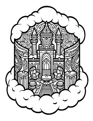 Cloud Castle Interior - Free printable coloring page