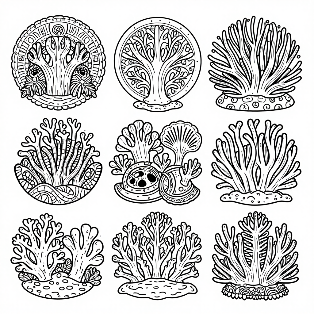 Coral Anemones coloring pages collection - 30 free printable pages