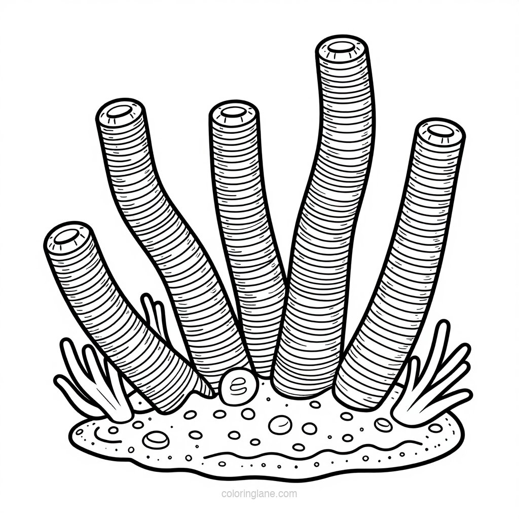 Feather Duster Worm - free printable coloring page