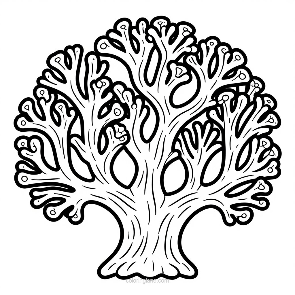 Soft Coral Tree - free printable coloring page