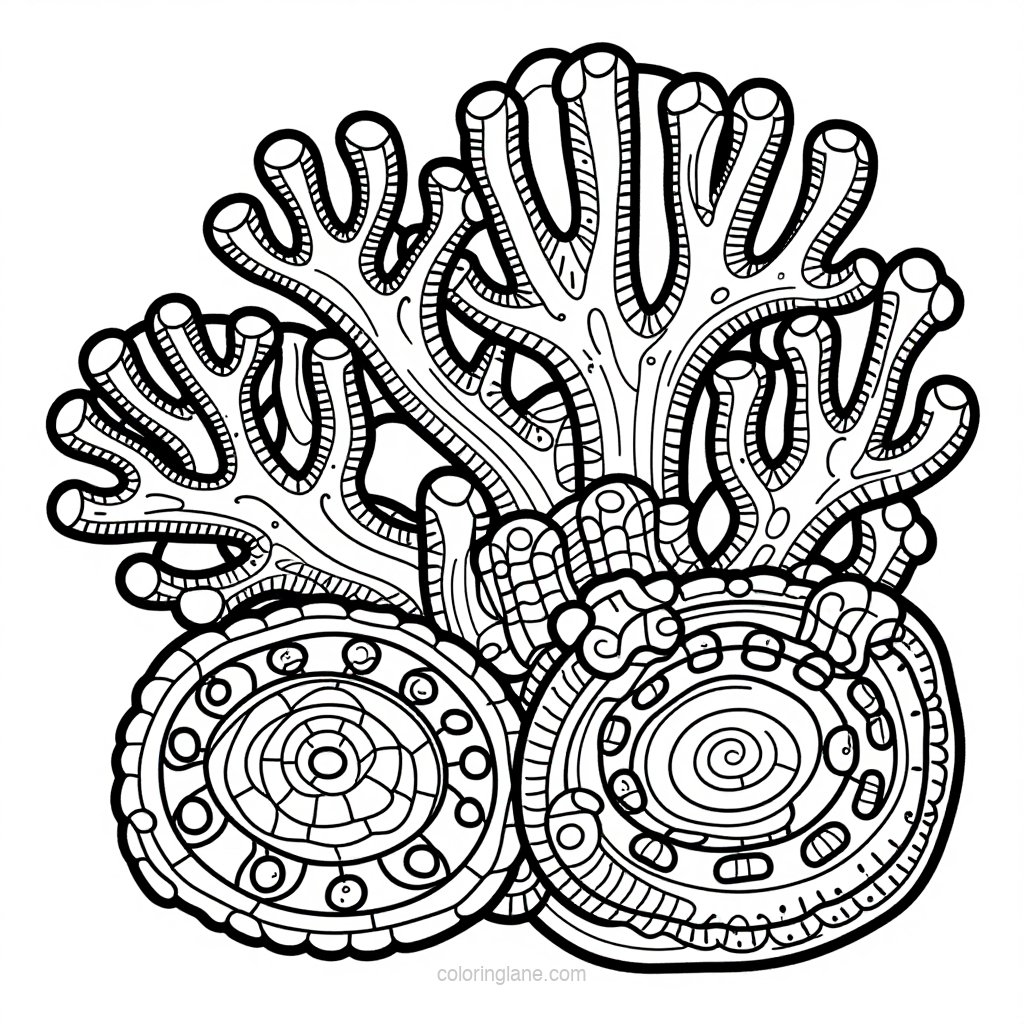 Coral Close-Up - free printable coloring page