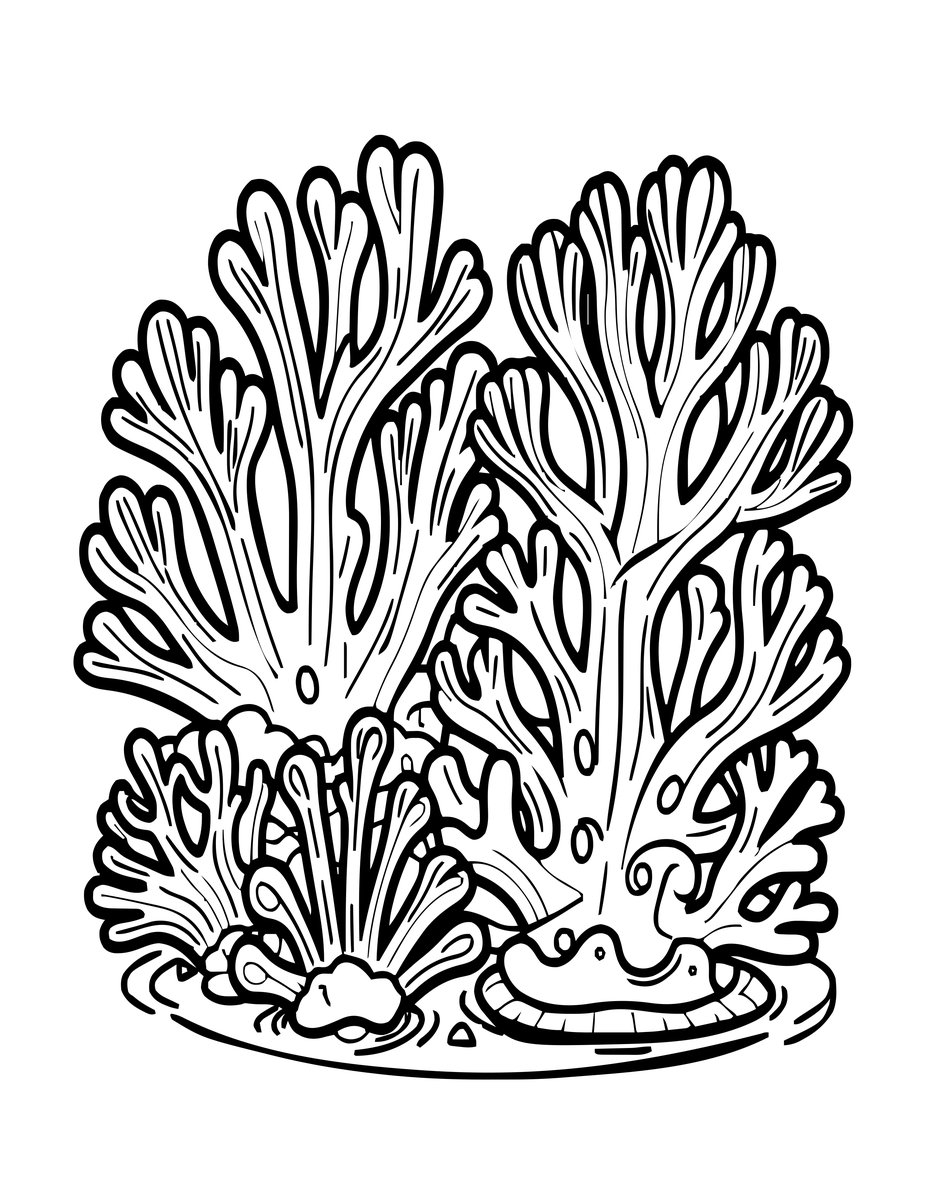 Coral Bleaching Contrast - free printable coloring page