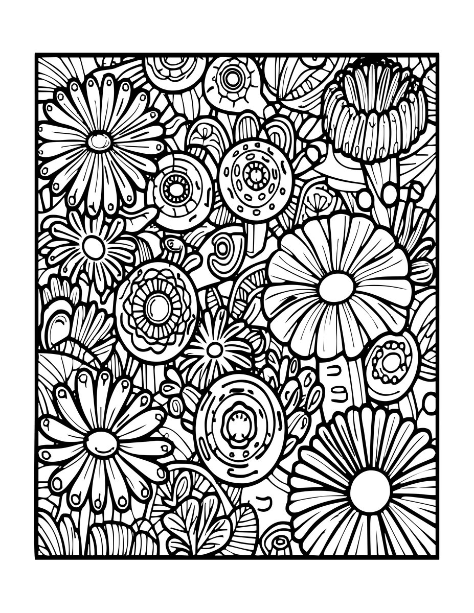 Anemone Field - free printable coloring page