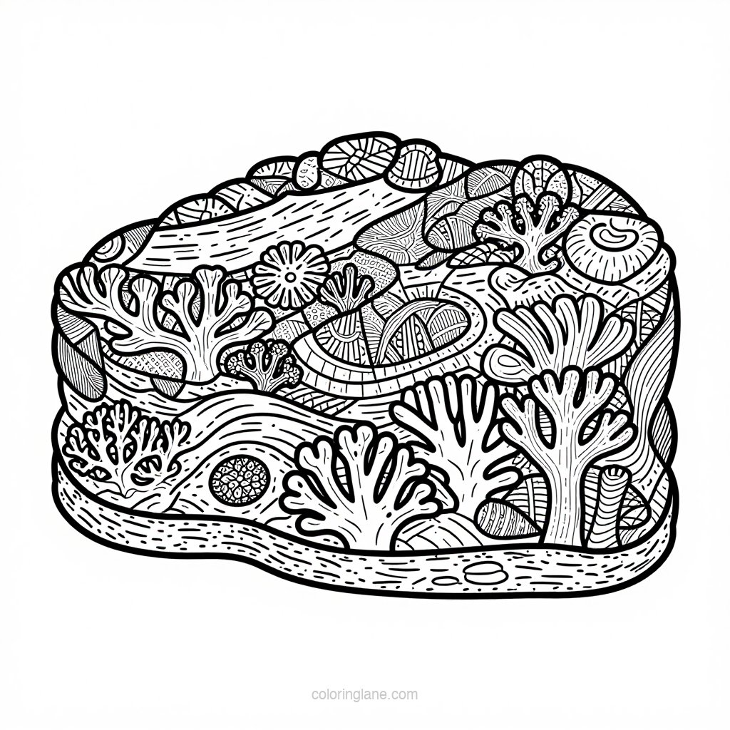 Coral and Turtle - free printable coloring page