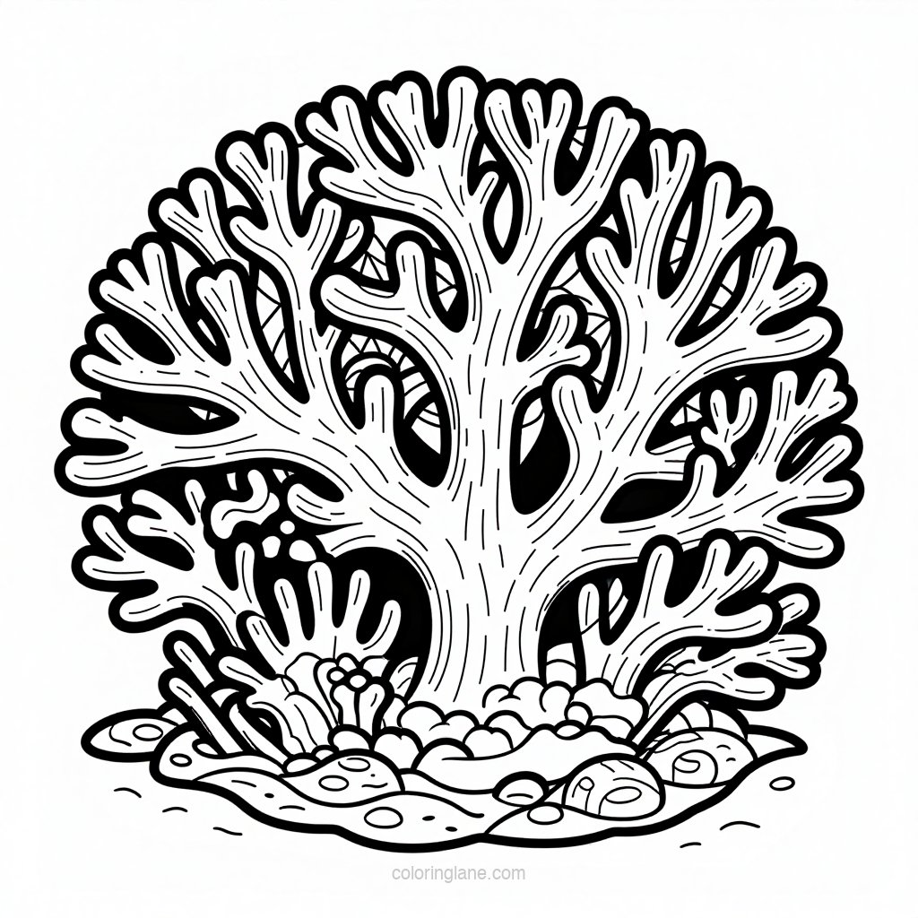Staghorn Coral - free printable coloring page