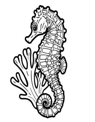 Seahorse in Coral - Free printable coloring page