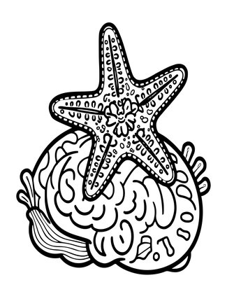 Coral and Starfish - Free printable coloring page