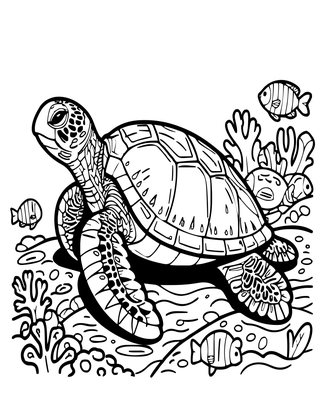 Coral and Turtle - Free printable coloring page