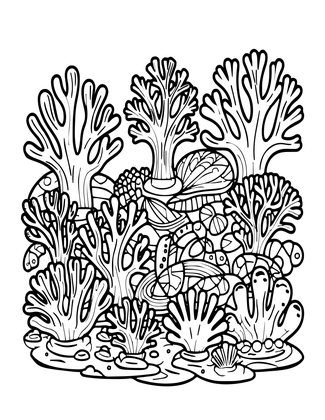 Deep Coral Garden - Free printable coloring page