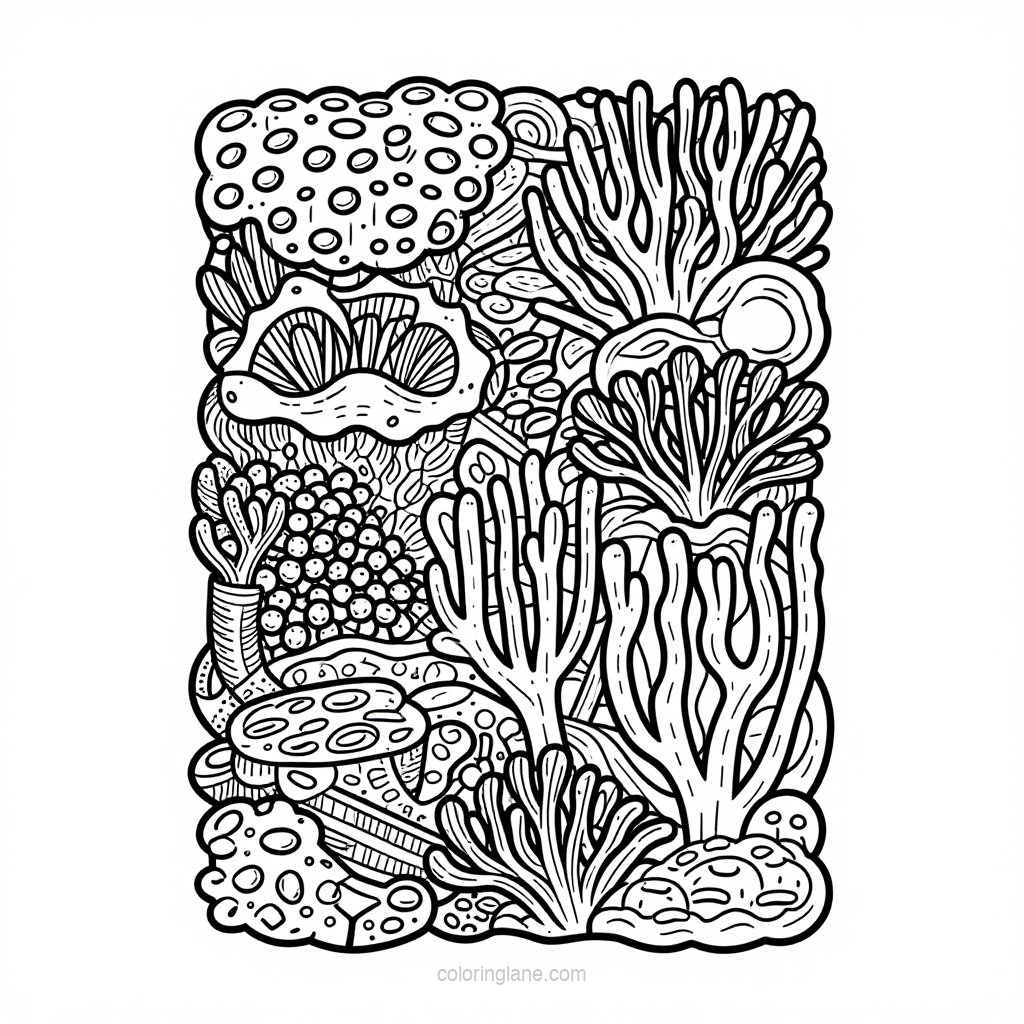 Feather Duster Worms - free printable coloring page