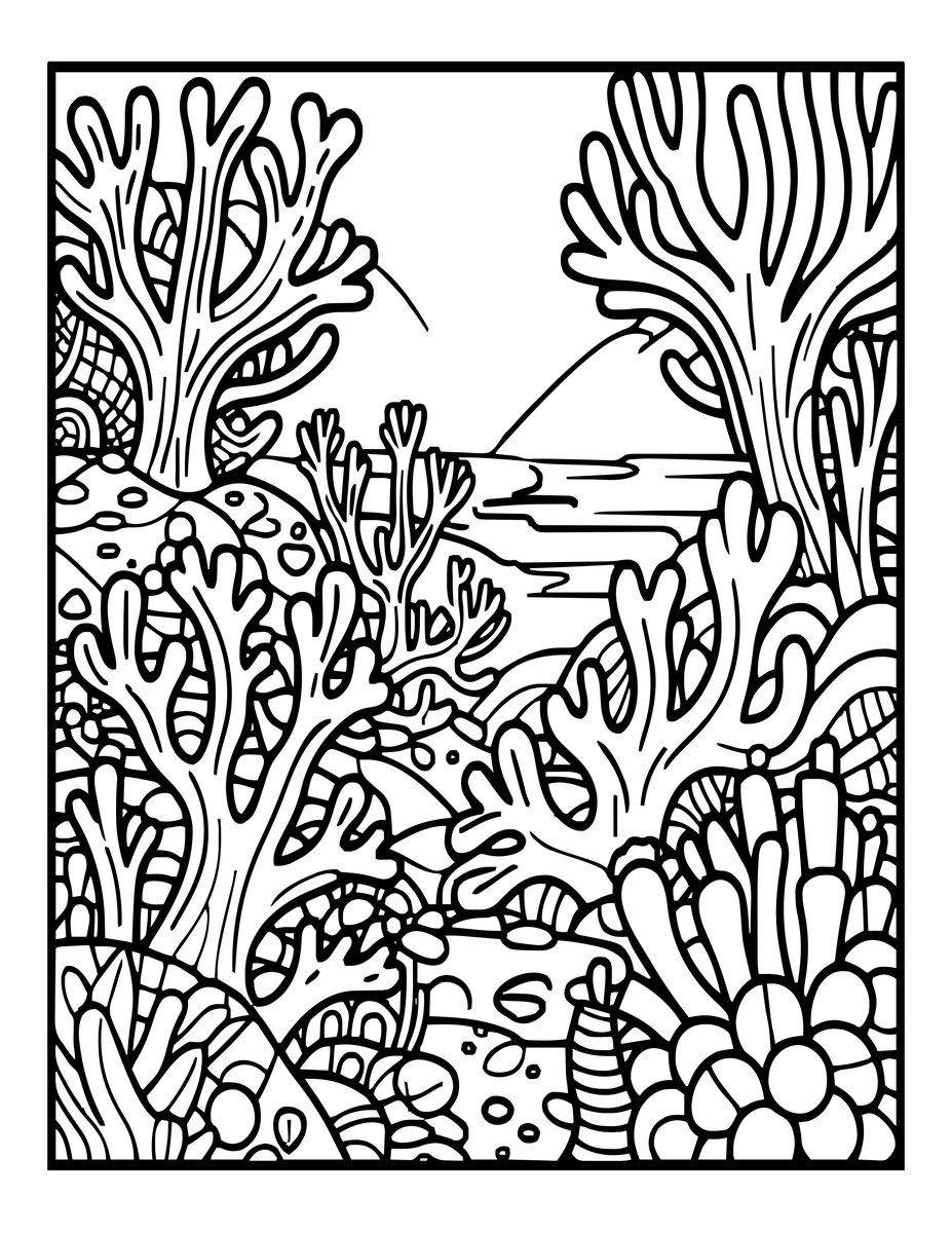 Coral at Dawn - free printable coloring page