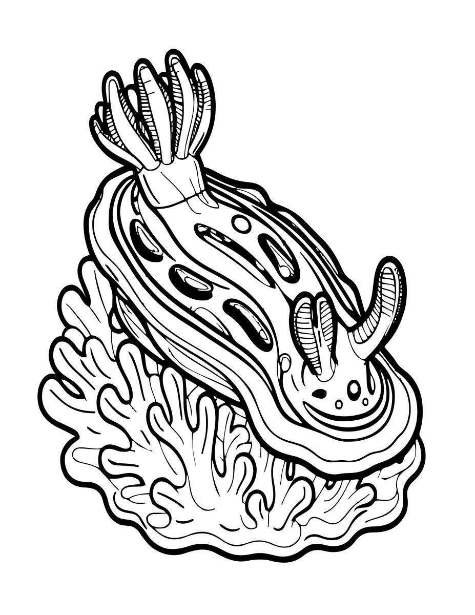 Coral and Nudibranch - free printable coloring page