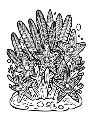 Crinoid Coral - Free printable coloring page