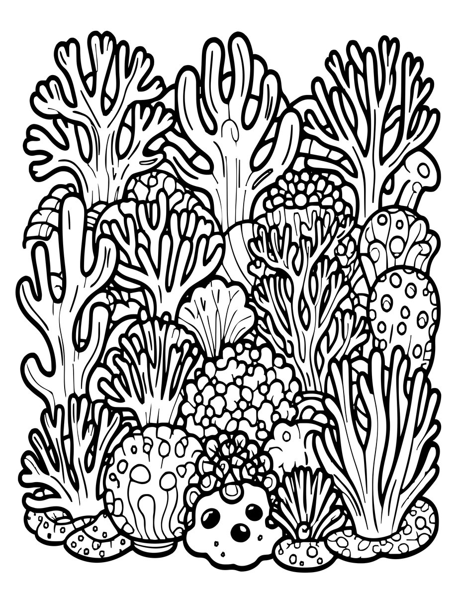 Coral Garden - free printable coloring page