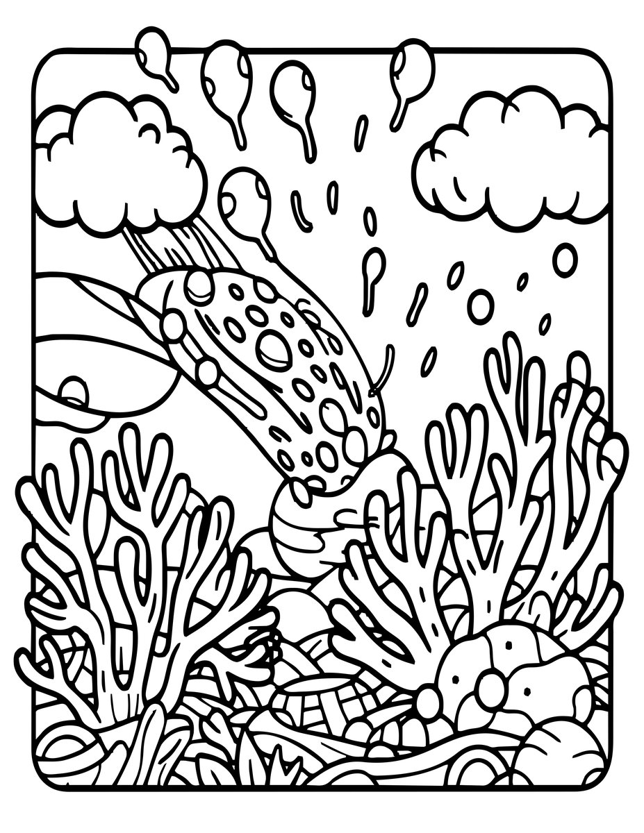 Coral Spawning - free printable coloring page