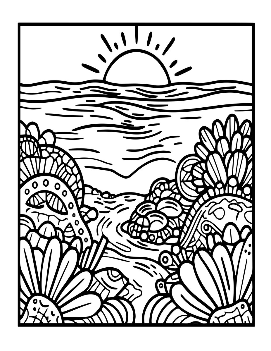 Reef and Surface - free printable coloring page