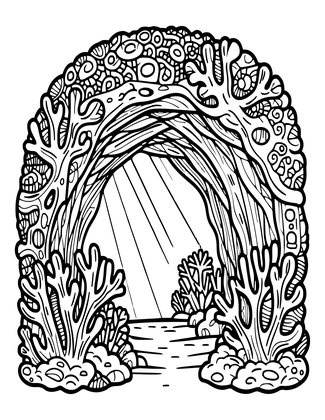 Coral Cave - Free printable coloring page