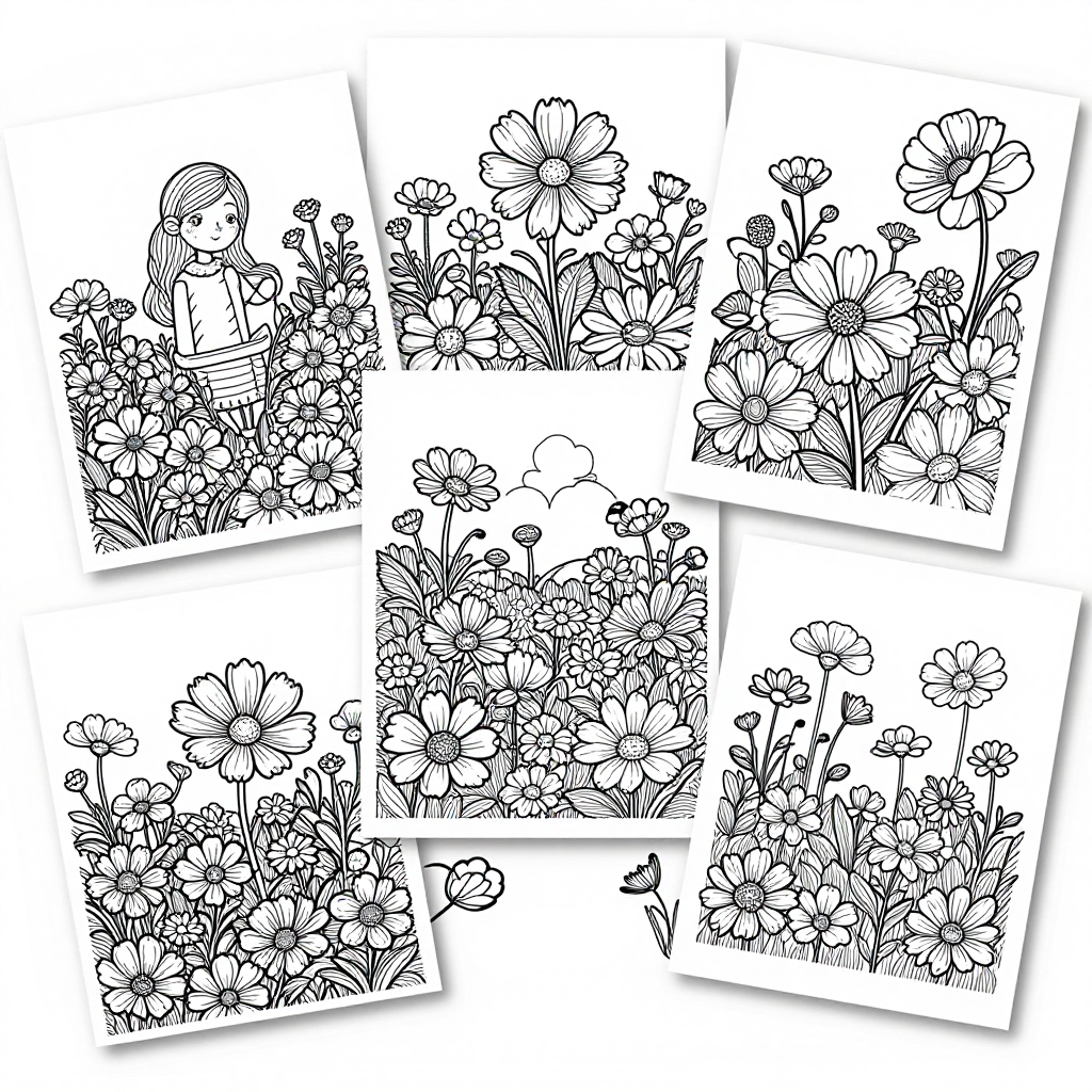 Cosmos Wildflower Meadows coloring pages collection - 30 free printable pages