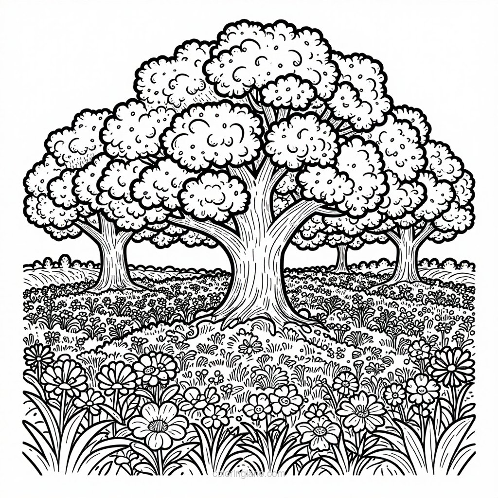 Cosmos at Dusk - free printable coloring page