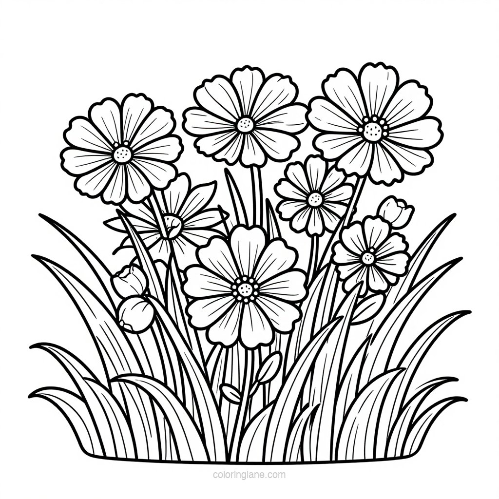 Meadow and Stream - free printable coloring page