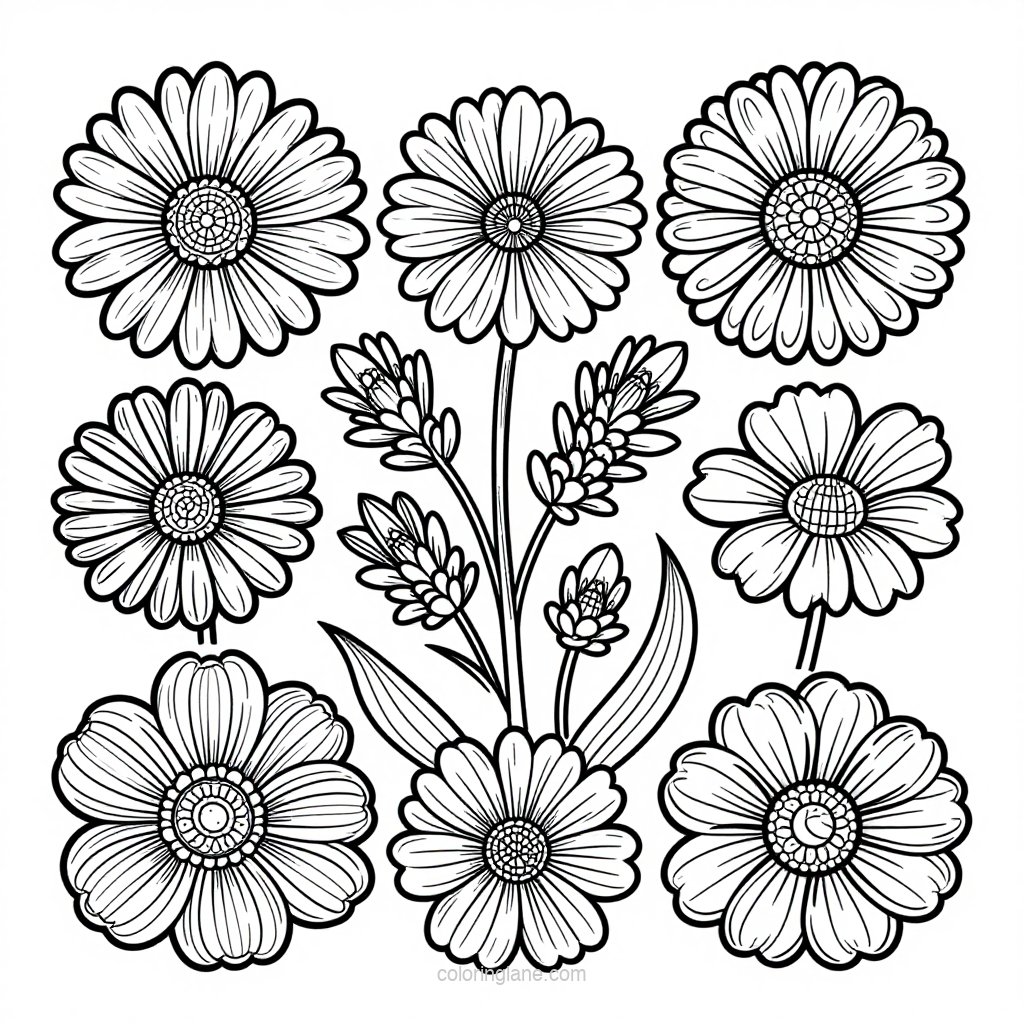 Knapweed and Scabious - free printable coloring page
