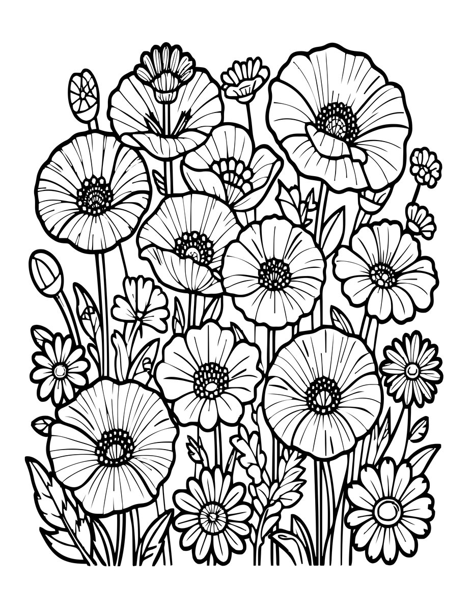 Wildflower Mix - free printable coloring page