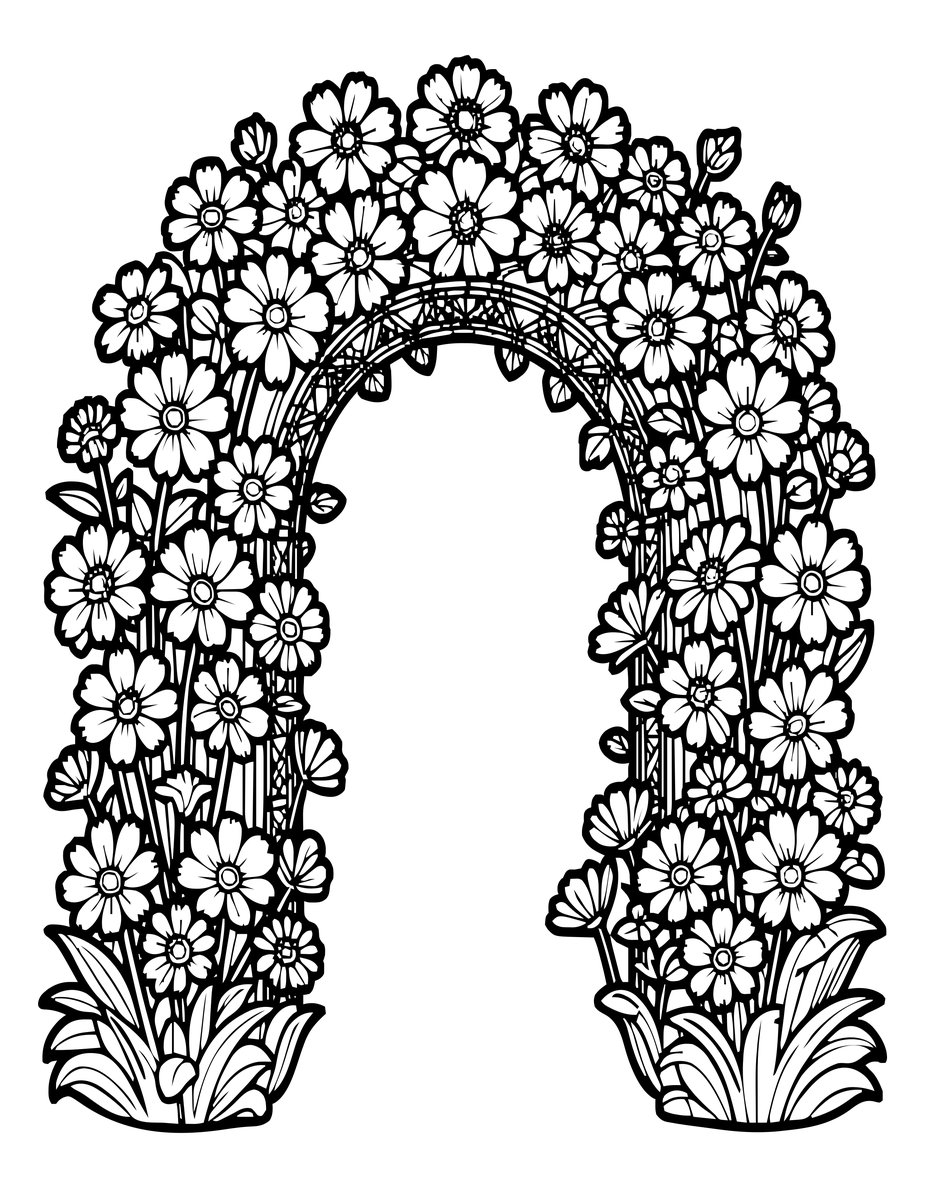 Cosmos Arch - free printable coloring page