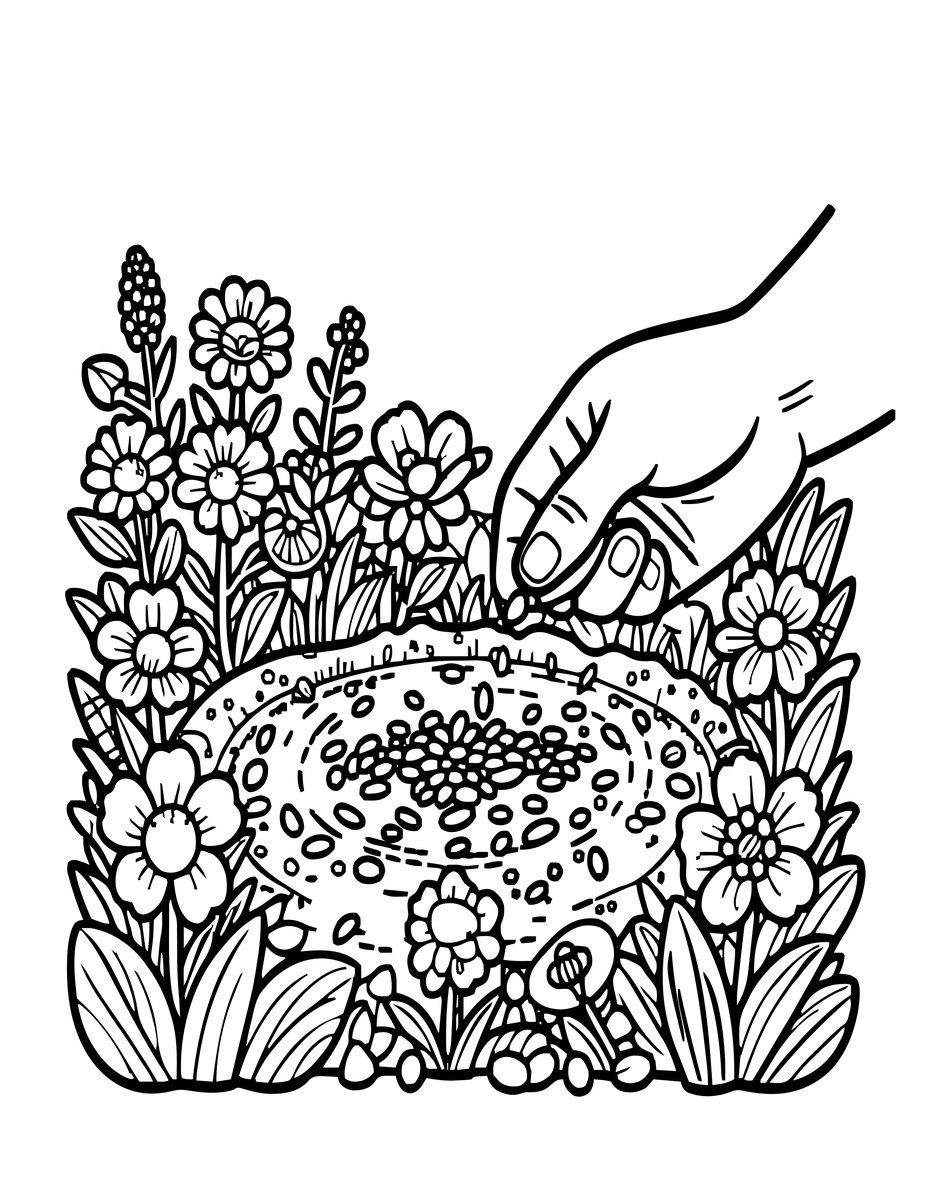 Seed Scatter - free printable coloring page