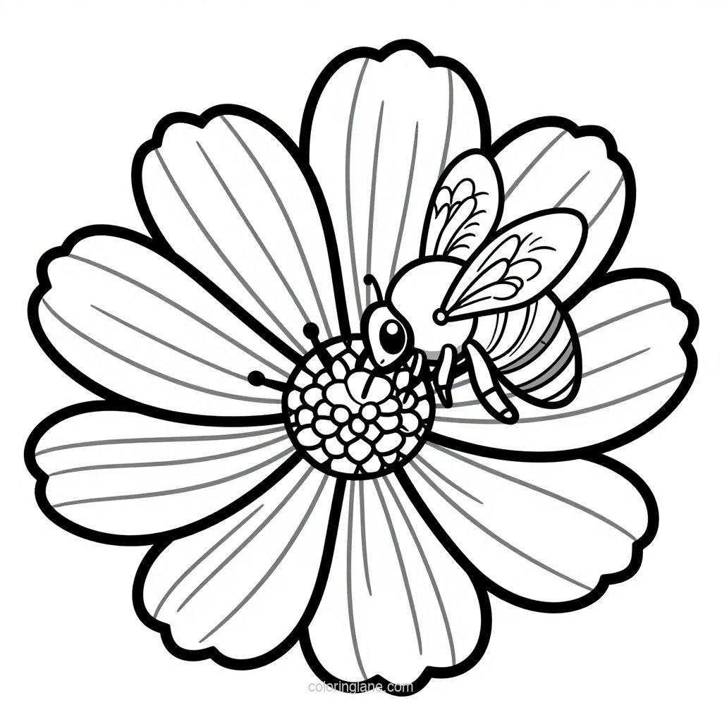 Cosmos Close-Up - free printable coloring page