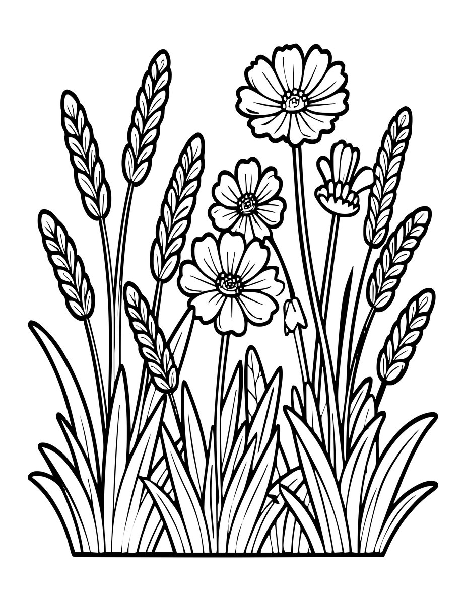 Autumn Meadow - free printable coloring page