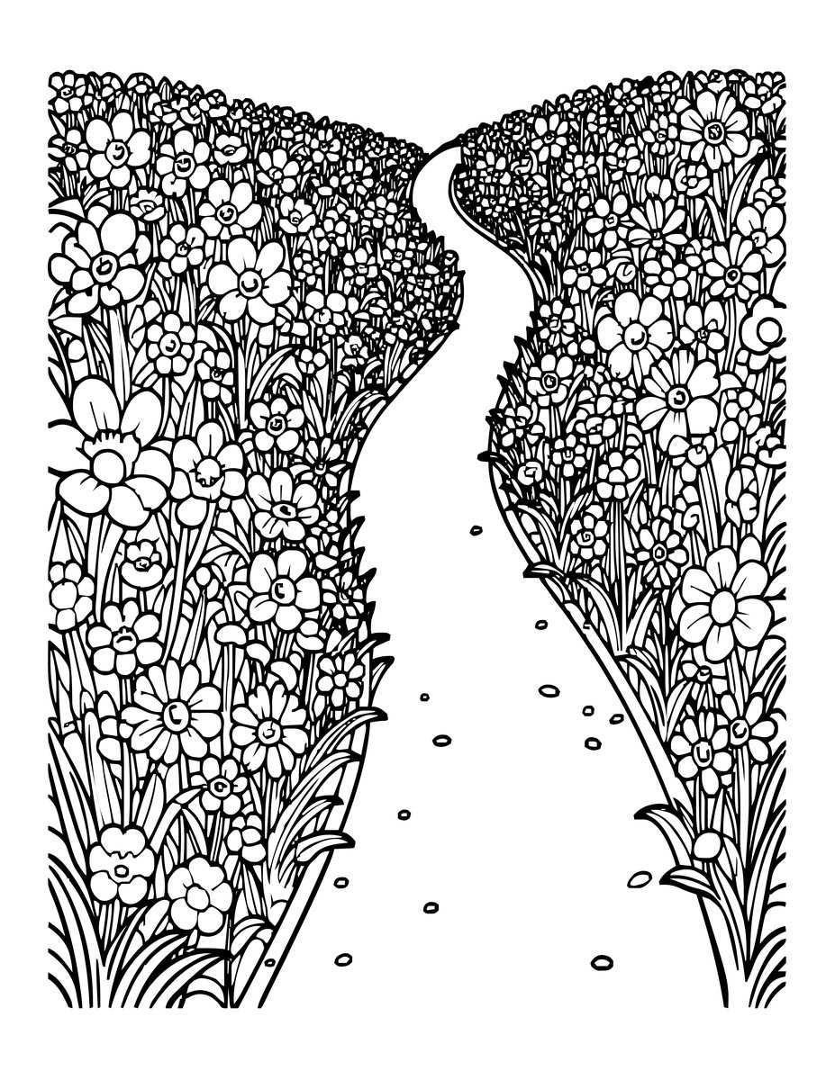 Meadow Path - free printable coloring page