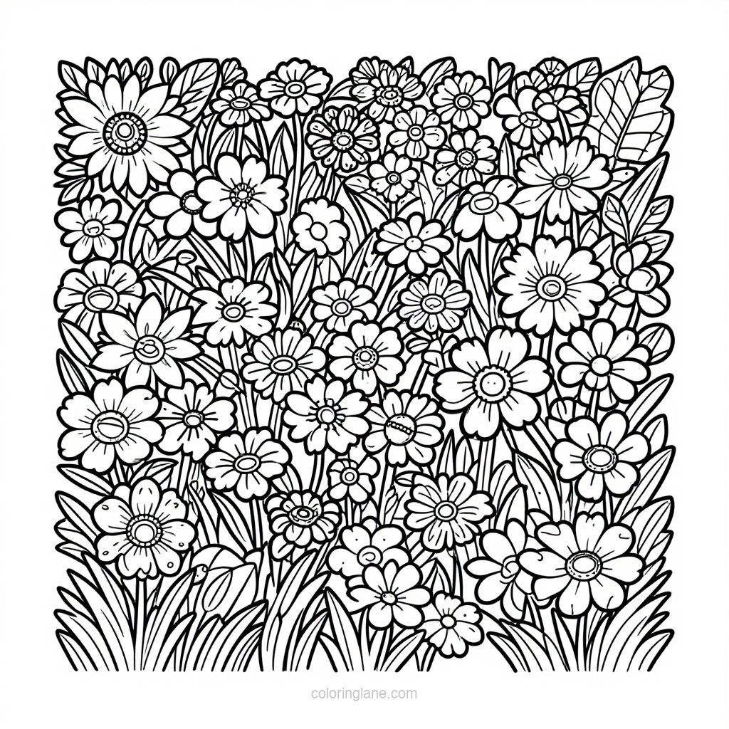 Cosmos Bouquet - free printable coloring page