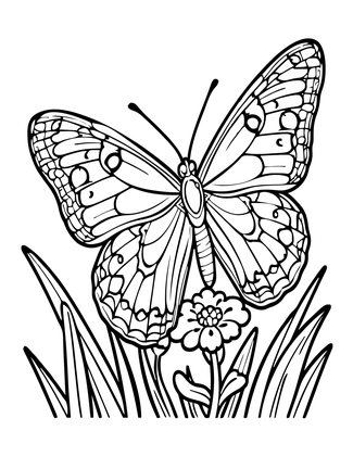 Meadow Butterfly - Free printable coloring page