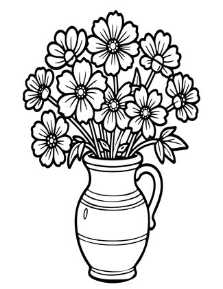Cosmos Bouquet - Free printable coloring page