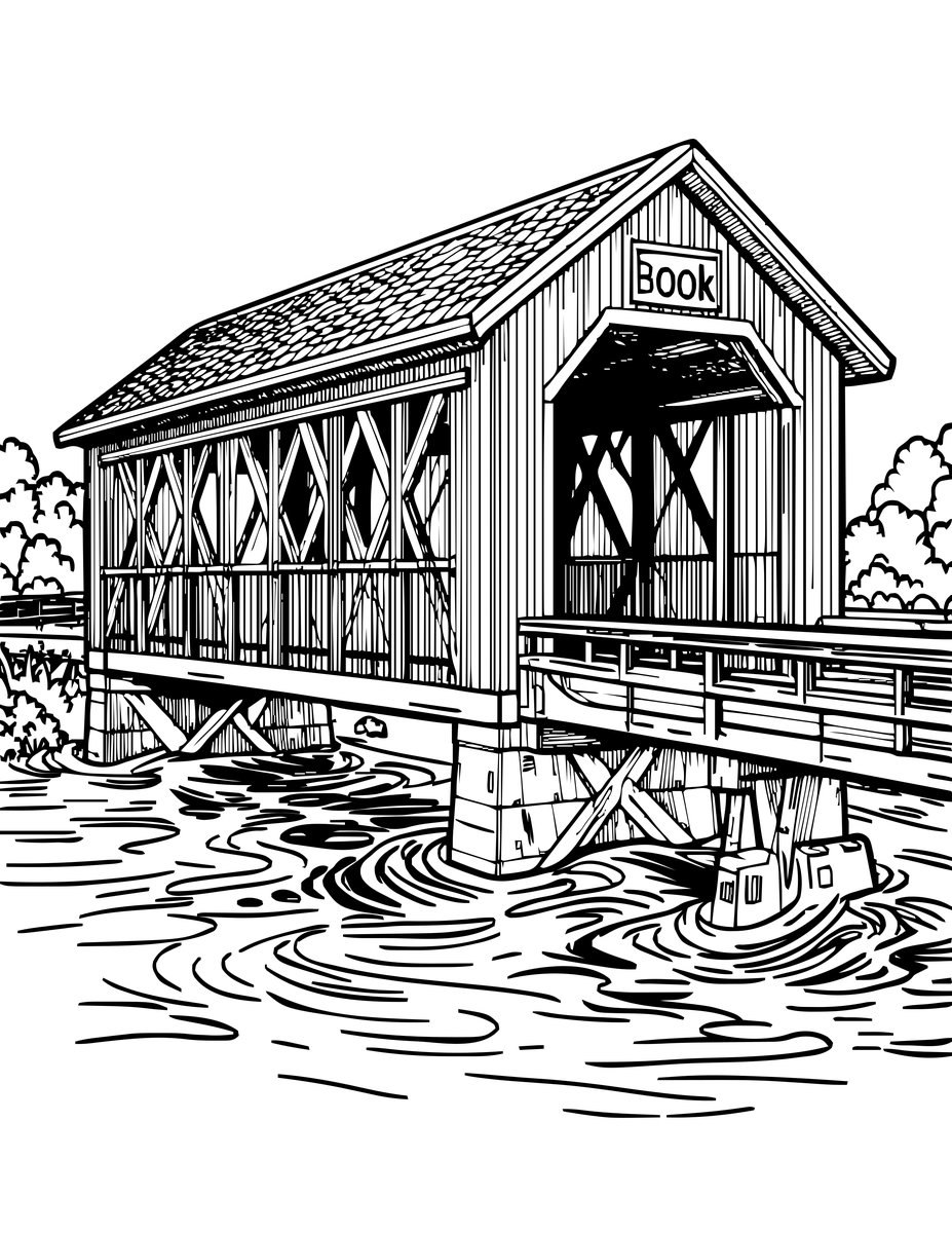Flood Bridge - free printable coloring page